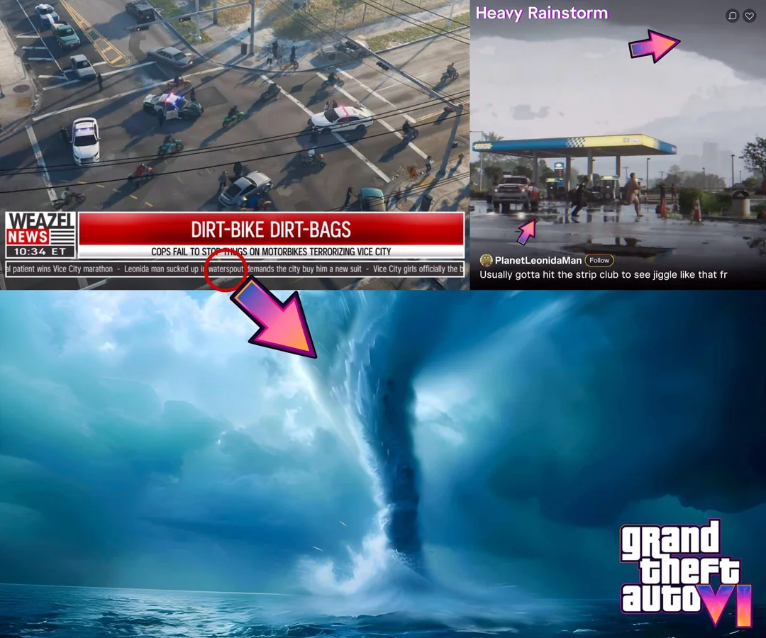 Képmontázs Vice City esőzéséről és egy feltételezett víztölcsérről